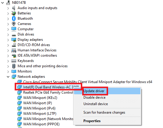 Haga clic derecho en su controlador y haga clic en actualizar