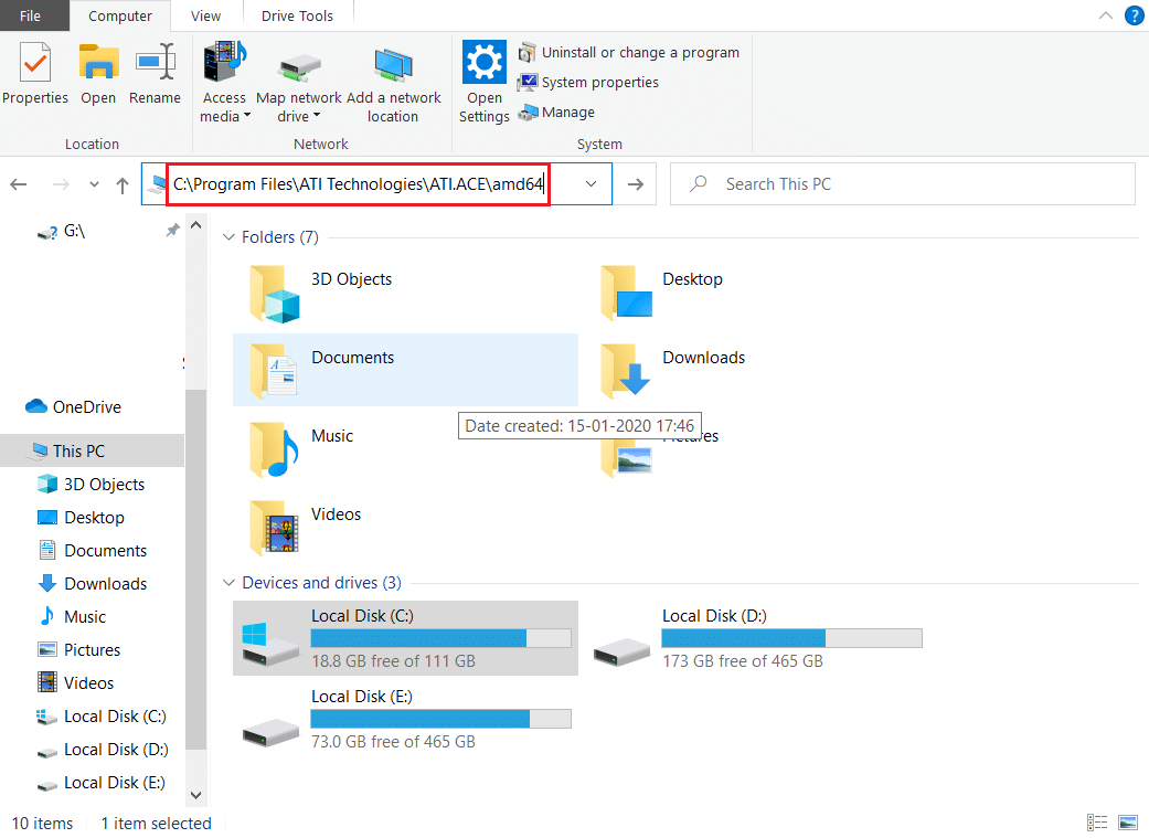 ไปที่เส้นทางไฟล์ amd64 ใน file explorer