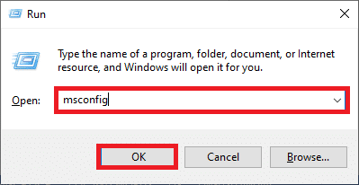 หลังจากป้อนคำสั่ง msconfig แล้ว ให้คลิกปุ่ม ตกลง วิธีแก้ไขพารามิเตอร์ไม่ถูกต้องใน Windows 10