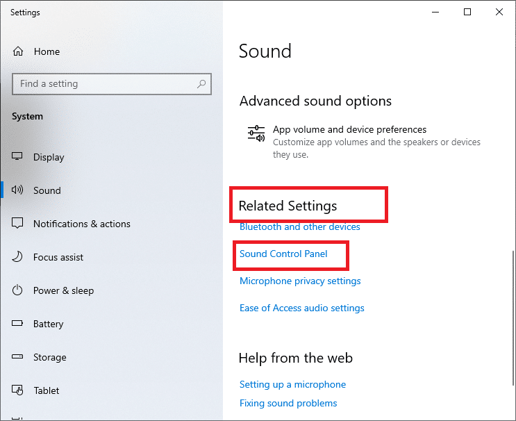 em Configurações relacionadas, selecione Painel de controle de som. Como corrigir o estalo de áudio do Windows 10