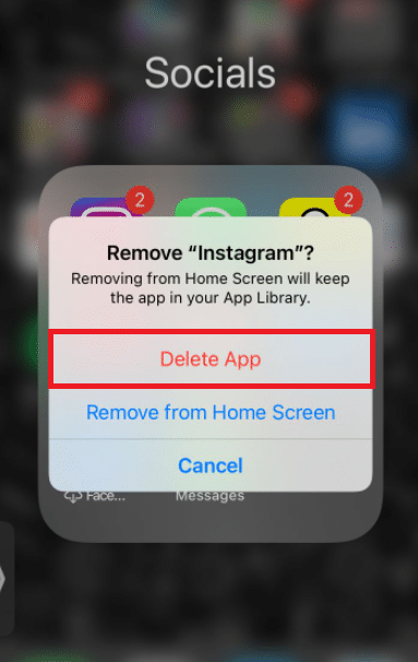 Pressione o botão Delete App para remover o programa. Como corrigir postagem do Instagram travada no envio