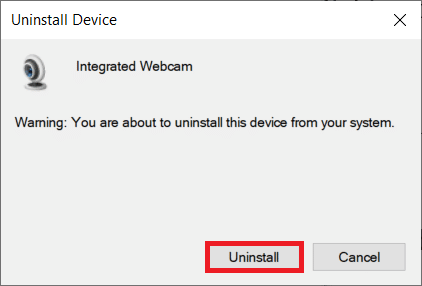 Cliquez sur Désinstaller dans l'invite