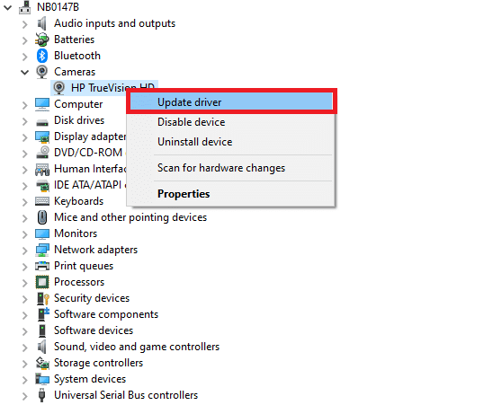 haga clic derecho en el controlador y haga clic en Actualizar controlador