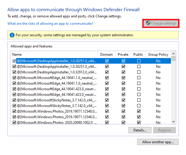 Kemudian, klik Ubah pengaturan. Terakhir, periksa Microsoft Teams untuk mengizinkan melalui Firewall