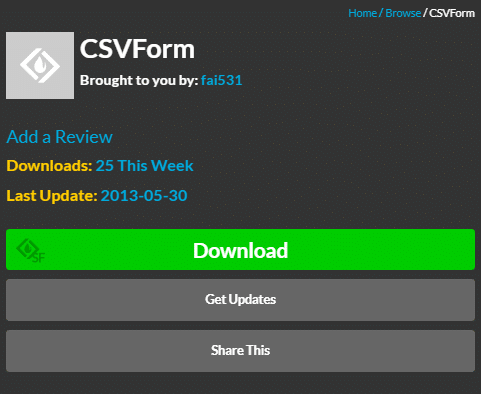 หน้าดาวน์โหลดสำหรับ CSVForm