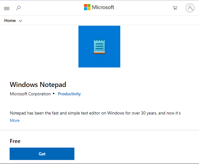 وصف متجر Microsoft لـ Windows Notepad. أفضل محرر CSV لنظام التشغيل Windows