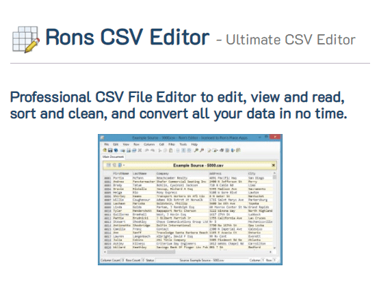 Sito ufficiale per Rons CSV Editor. Il miglior editor CSV per Windows