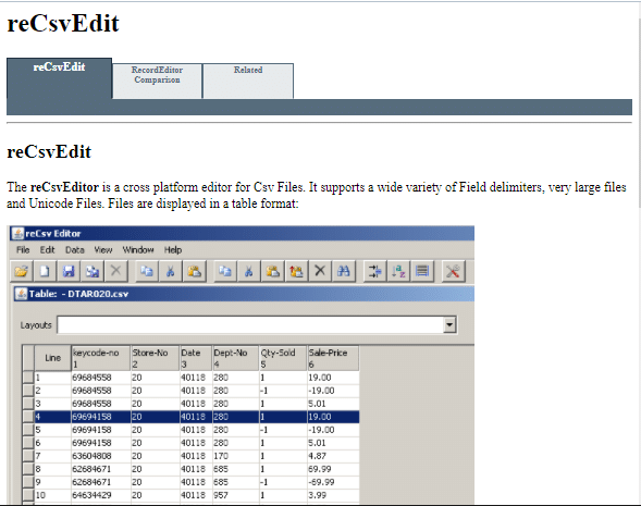 เว็บไซต์อย่างเป็นทางการของ reCsvEditor โปรแกรมแก้ไข CSV ที่ดีที่สุดสำหรับ Windows