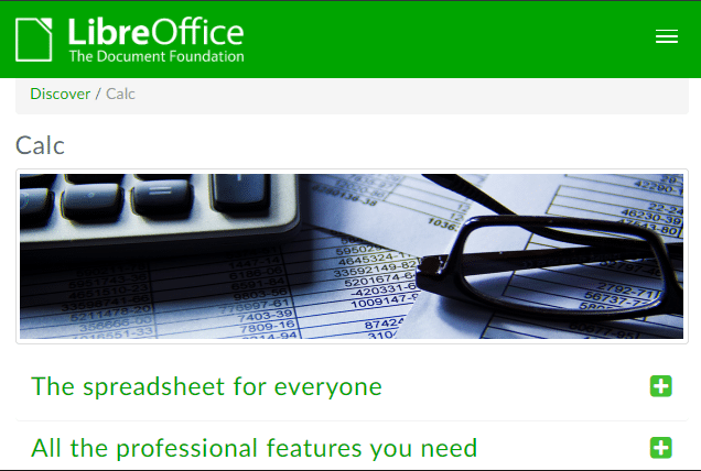 Sitio web oficial de LibreOffice Calc. El mejor editor CSV para Windows