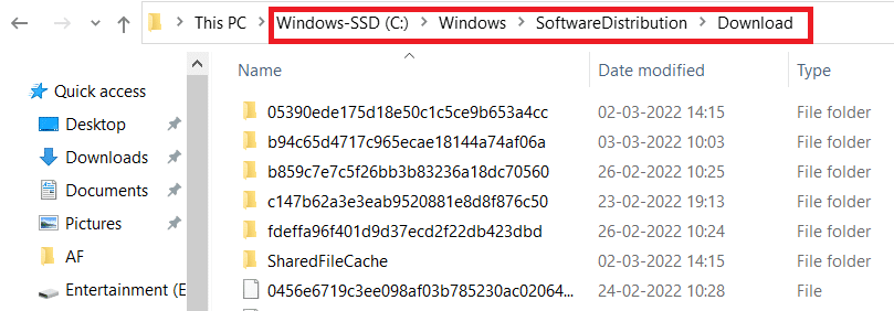 naviguer jusqu'au chemin. Correction de l'erreur de téléchargement de la mise à jour Windows 0x800f0984 2H1