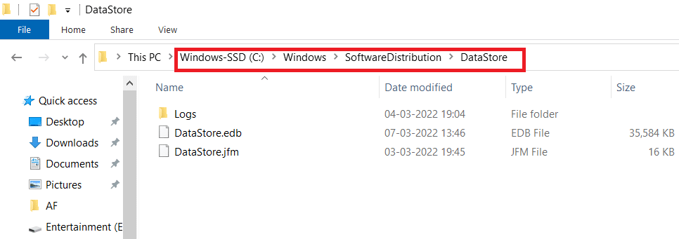 navegar a la siguiente ruta. Arreglar el error de descarga de Windows Update 0x800f0984 2H1