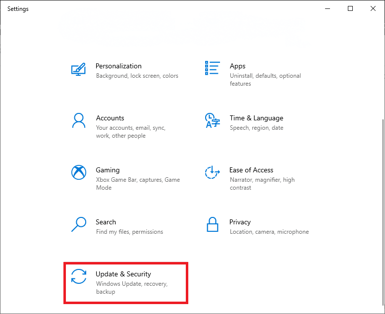 selectați Actualizare și securitate. Remediați eroarea Windows Update Download 0x800f0984 2H1