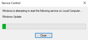 Vous recevrez une invite, Windows tente de démarrer le service suivant sur l'ordinateur local. Correction de l'erreur de téléchargement de la mise à jour Windows 0x800f0984 2H1