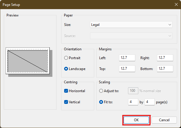 Après avoir tout configuré, cliquez sur OK. | comment imprimer une grande image sur plusieurs pages