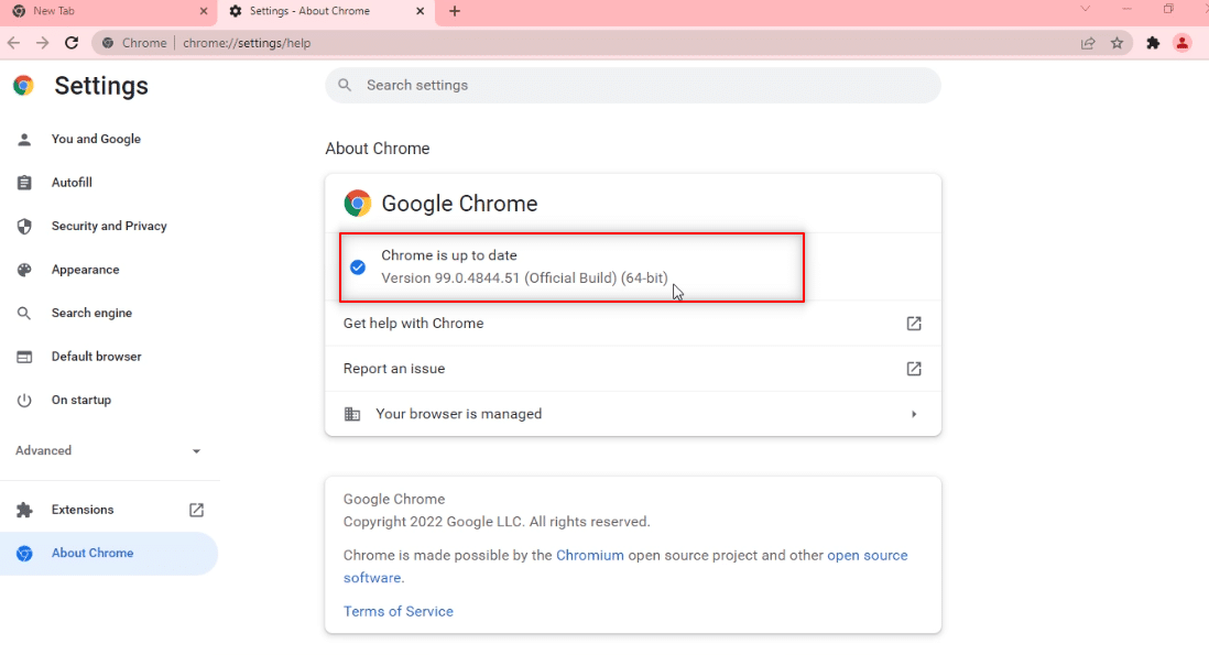 Chrome เป็นข้อความล่าสุด