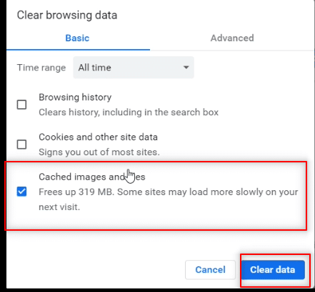 Centang kotak di sebelah Cached images and files option dan klik Clear data option. Perbaiki Telegram Web Tidak Berfungsi