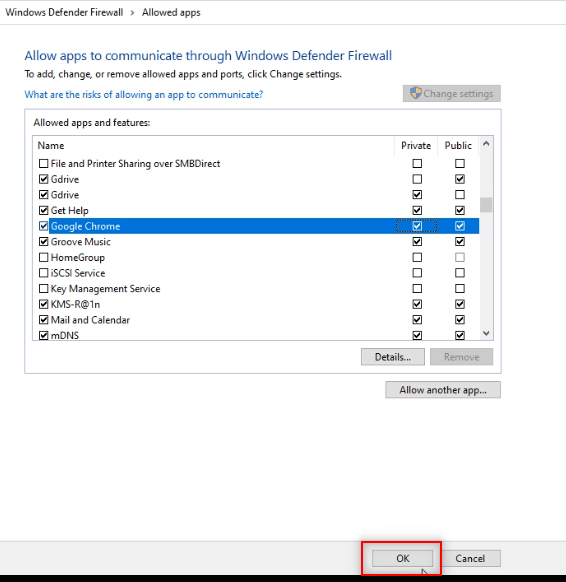 คลิกที่ปุ่มตกลงเพื่ออนุญาต Google Chrome บนพีซีของคุณ แก้ไขเว็บโทรเลขไม่ทำงาน