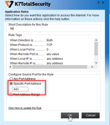 Selecione Endereço de porta específico e digite 443 e clique em OK. Corrigir Telegram Web Não Funcionando