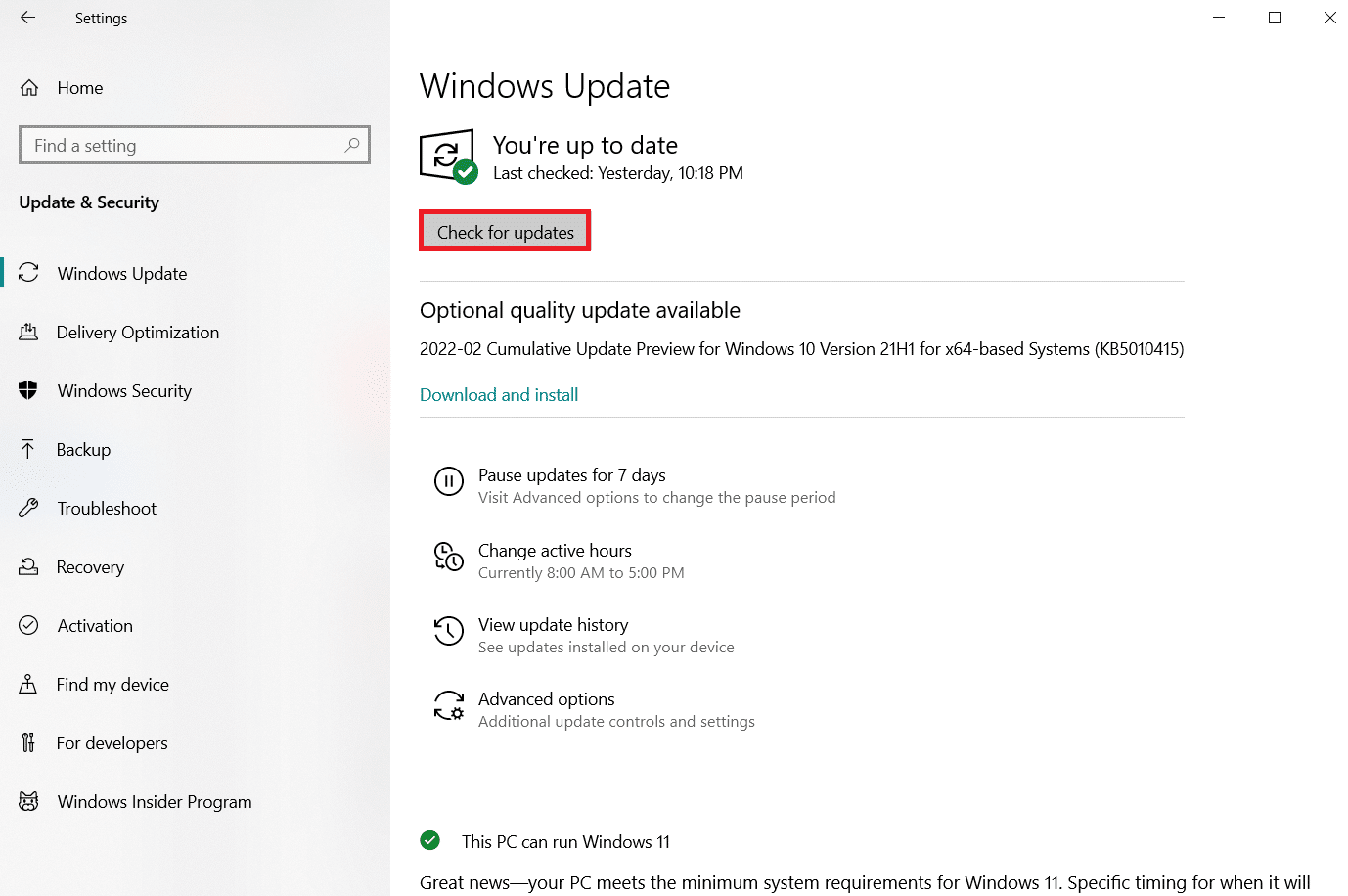 انقر فوق التحقق من وجود تحديثات. كيفية إصلاح خطأ برنامج تشغيل Bluetooth في نظام التشغيل Windows 10