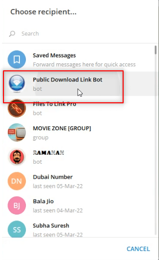 pilih Bot Tautan Unduhan Publik. Cara Mengunduh Video Telegram