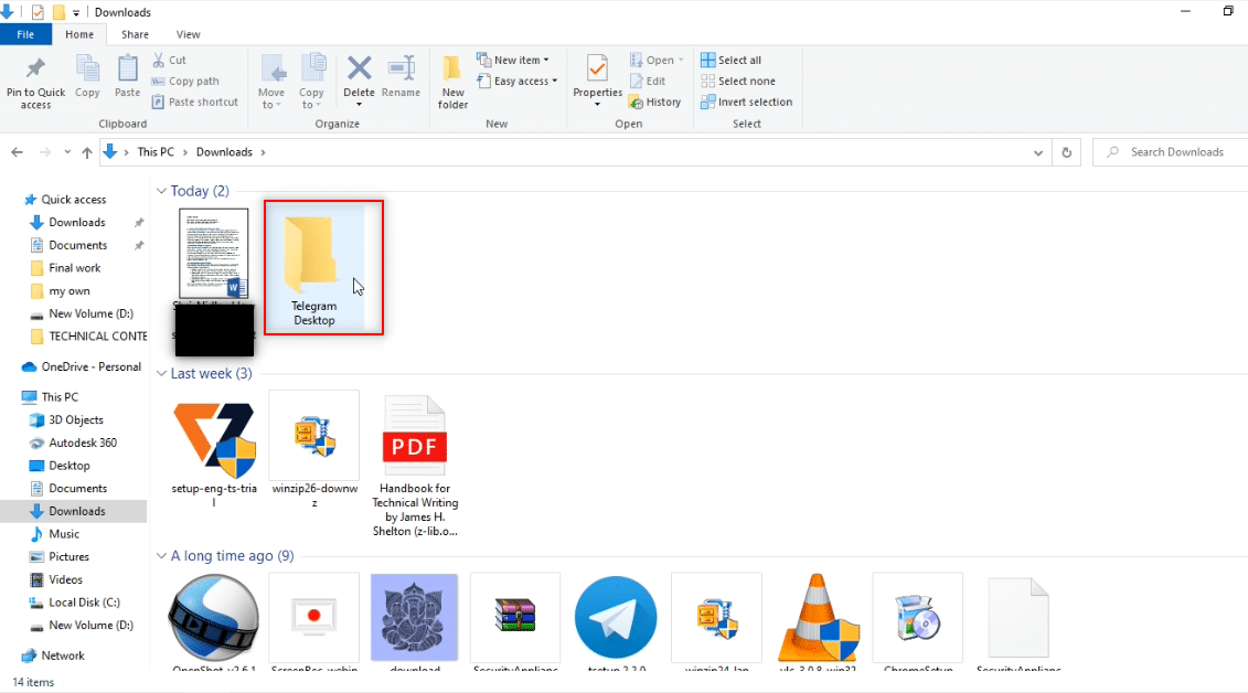 Telegram Desktop dibuat di folder ini