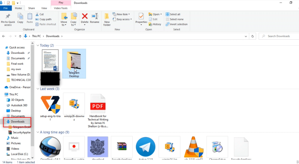 Deschideți Windows Explorer și navigați la folderul Descărcări. Cum să descărcați videoclipuri Telegram