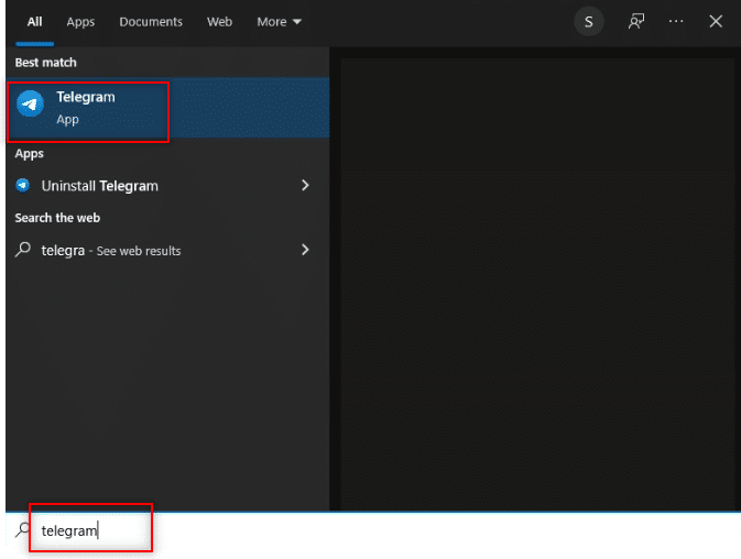 cerca l'app Telegram
