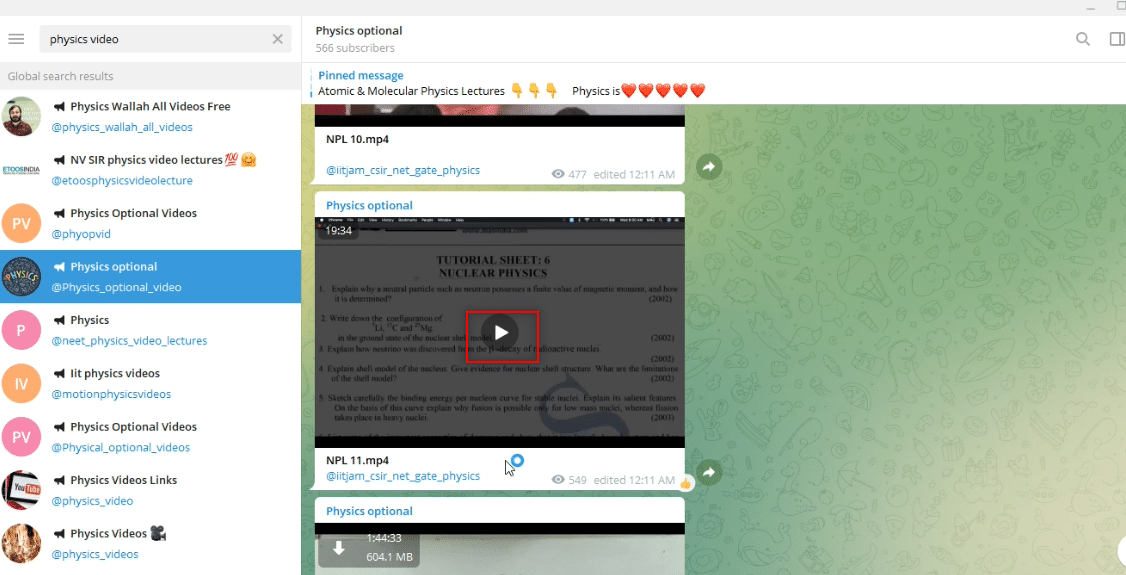 klik tombol putar dari video yang diunduh