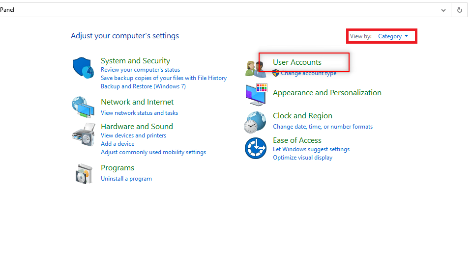 Defina Exibir por como Categoria. Clique em Contas de usuário na tela exibida. Como instalar software sem direitos de administrador