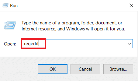 regedit yazın ve Enter'a basın