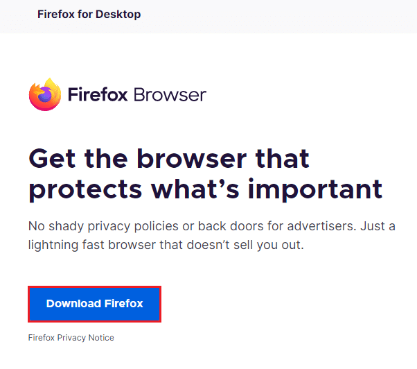 จากนั้นดาวน์โหลด Firefox เวอร์ชันล่าสุด