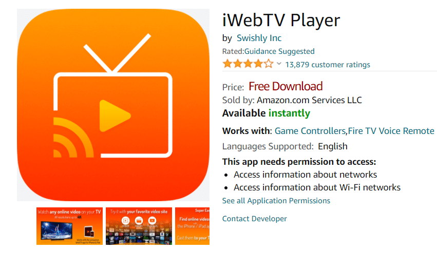 iWebTV 播放器亞馬遜應用商店。如何將 iPhone 投射到 Firestick