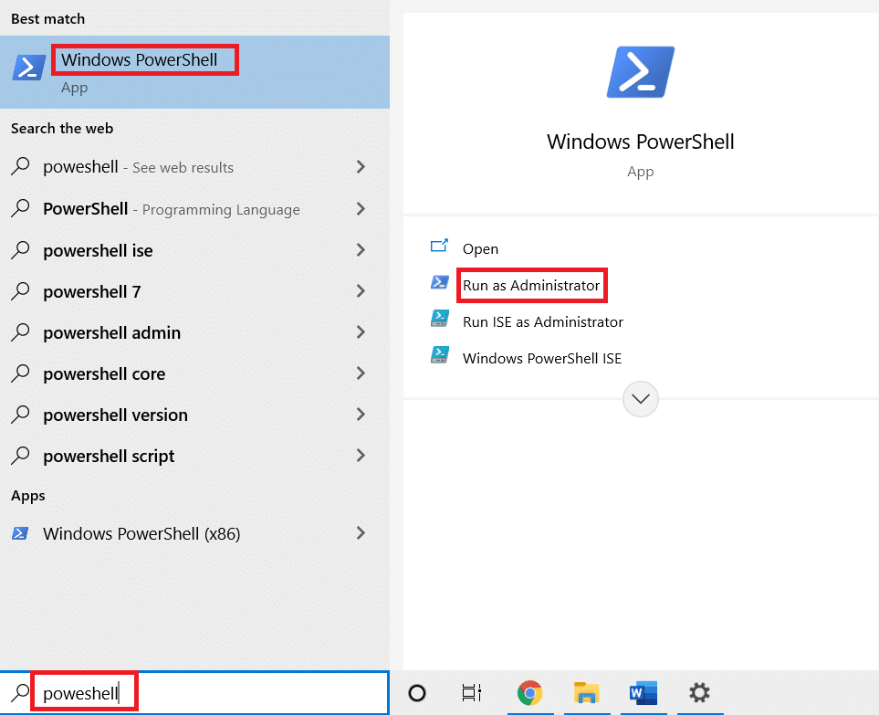 Abra la ventana PowerShell y ejecútelo como administrador.