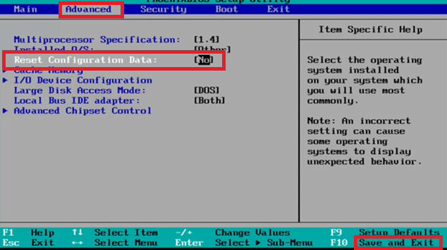 Bagian BIOS tingkat lanjut. Perbaiki Taskbar Klik Kanan Tidak Bekerja