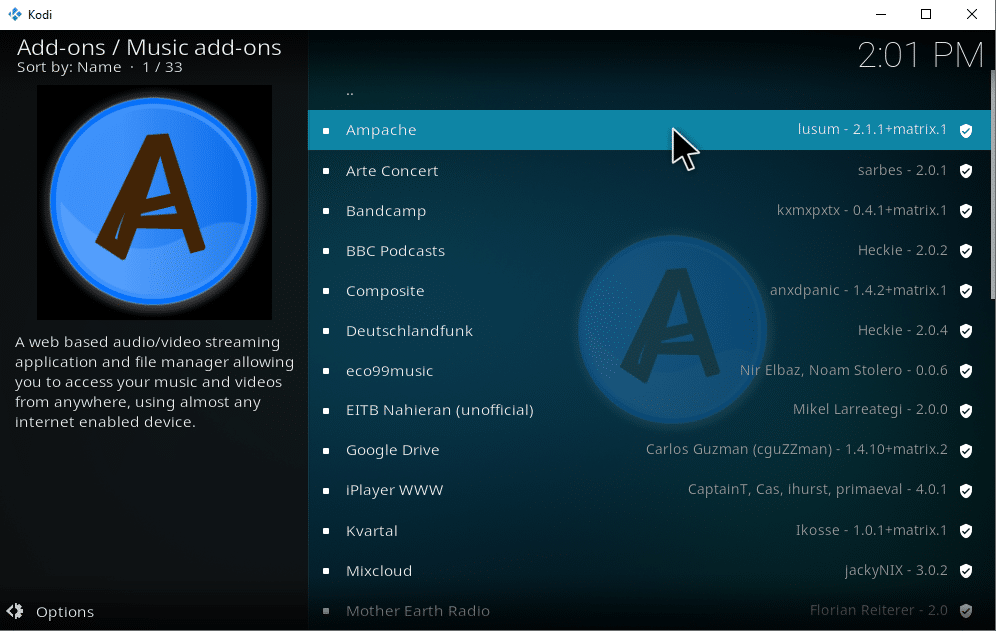 คลิกที่โฟลเดอร์ Add on ที่ต้องการ วิธีดาวน์โหลดเพลงลง Kodi