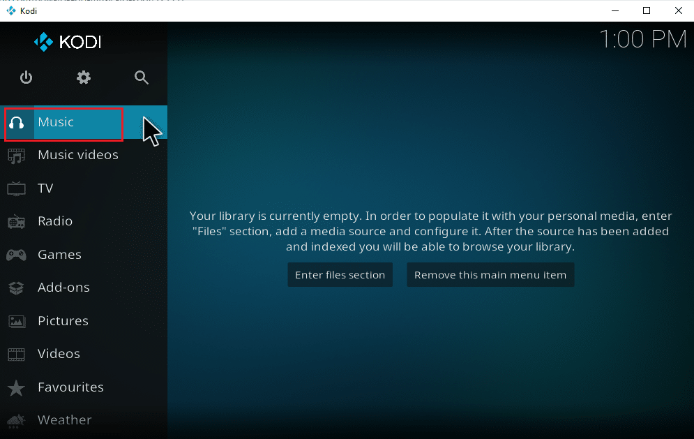 Pilih Musik di aplikasi Kodi