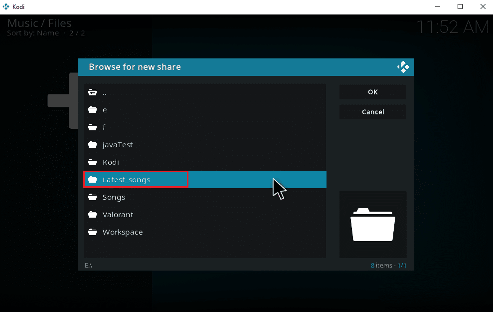 เลือกโฟลเดอร์ที่ต้องการ วิธีดาวน์โหลดเพลงลง Kodi