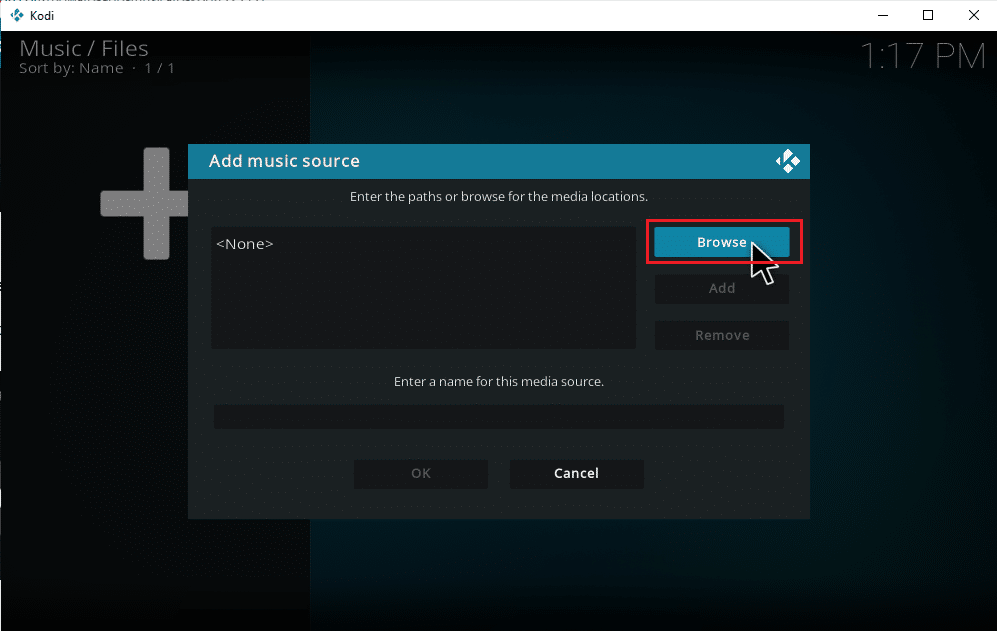 Pilih opsi Browse untuk menemukan folder musik tujuan. Cara Menambahkan Musik ke Kodi