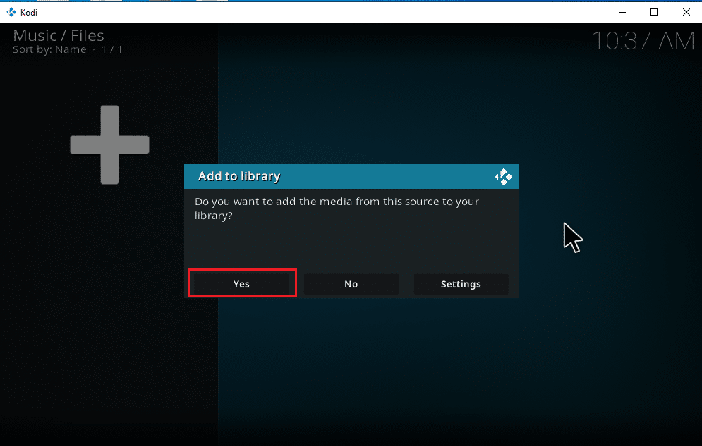 เลือกใช่เพื่อเพิ่มแหล่งที่มาในไลบรารี Kodi วิธีเพิ่มเพลงลงใน Kodi