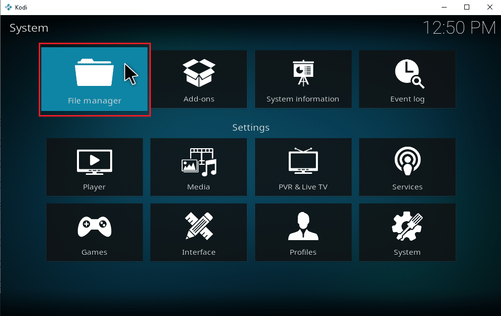 Sélectionnez Gestionnaire de fichiers. Comment télécharger de la musique sur Kodi