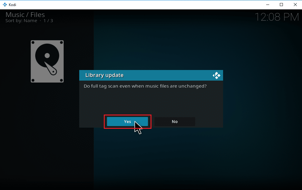Selecione Sim e confirme a alteração da atualização da biblioteca. Como adicionar música ao Kodi