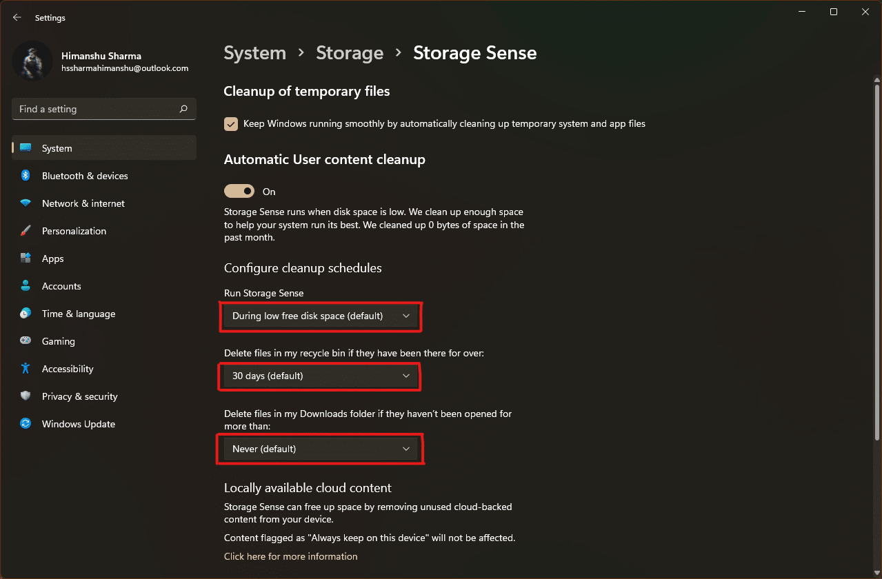 verifique y configure las duraciones de tiempo de los tres menús desplegables en Configure los horarios de limpieza según su conveniencia, como se muestra a continuación. proceso de eliminación de memoria caché