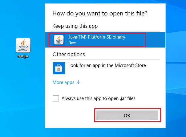 Buka file JAR dengan aplikasi Java TM Platform SE Binary. Cara Membuka File JAR di Windows 10