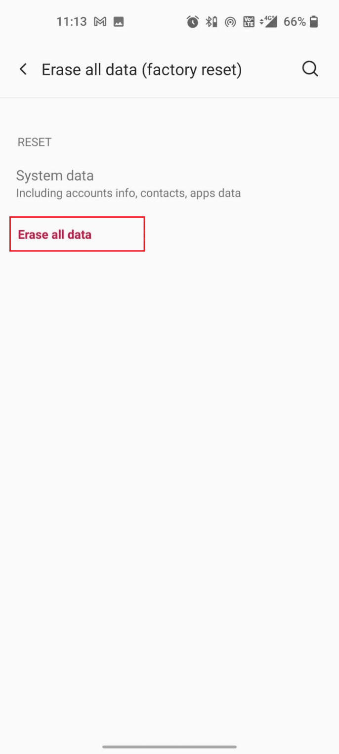 En la siguiente pantalla emergente, toque Borrar todas las opciones de datos