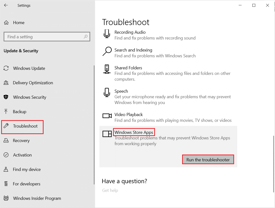 Windows Store-Apps klicken Sie auf „Troubleshooter ausführen“. Beheben Sie den Windows Store-Fehler 0x80072ee7