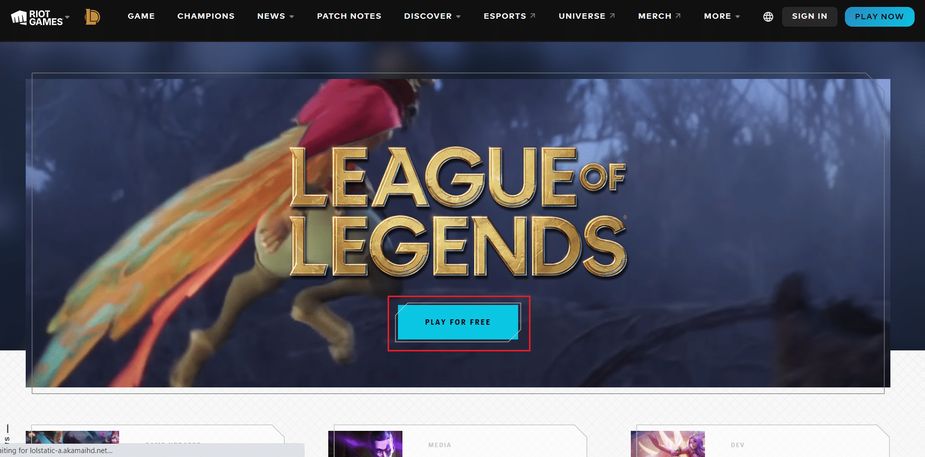 klik opsi play for free di halaman unduh liga legenda. Perbaiki Masalah Suara League of Legends