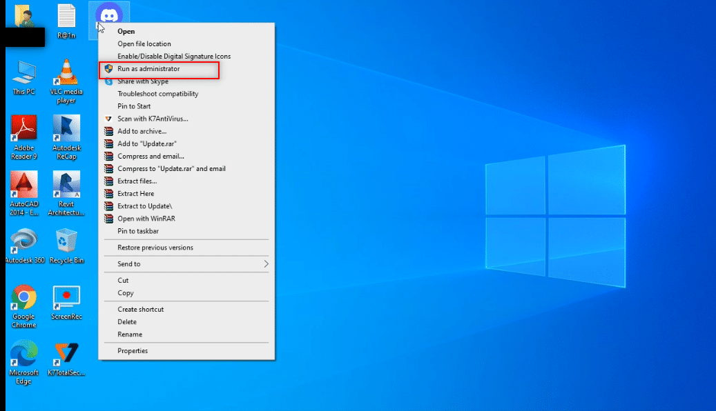 Klicken Sie mit der rechten Maustaste auf die Discord-App und wählen Sie die Option Als Administrator ausführen. So teilen Sie Netflix auf Discord ohne schwarzen Bildschirm