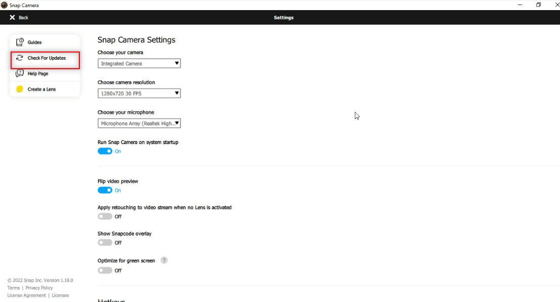 clique na guia Verificar atualizações