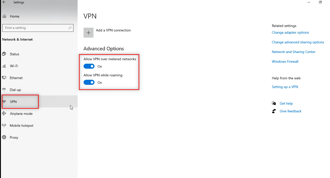 VPN을 선택하고 모든 VPN 서비스를 끕니다.