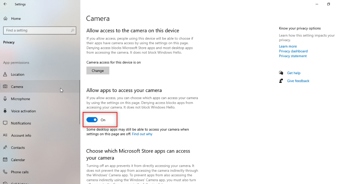 Schalten Sie die Option Apps den Zugriff auf Ihre Kamera erlauben ein. Beheben Sie den Fehler „Snap Camera No Available Camera Input“.